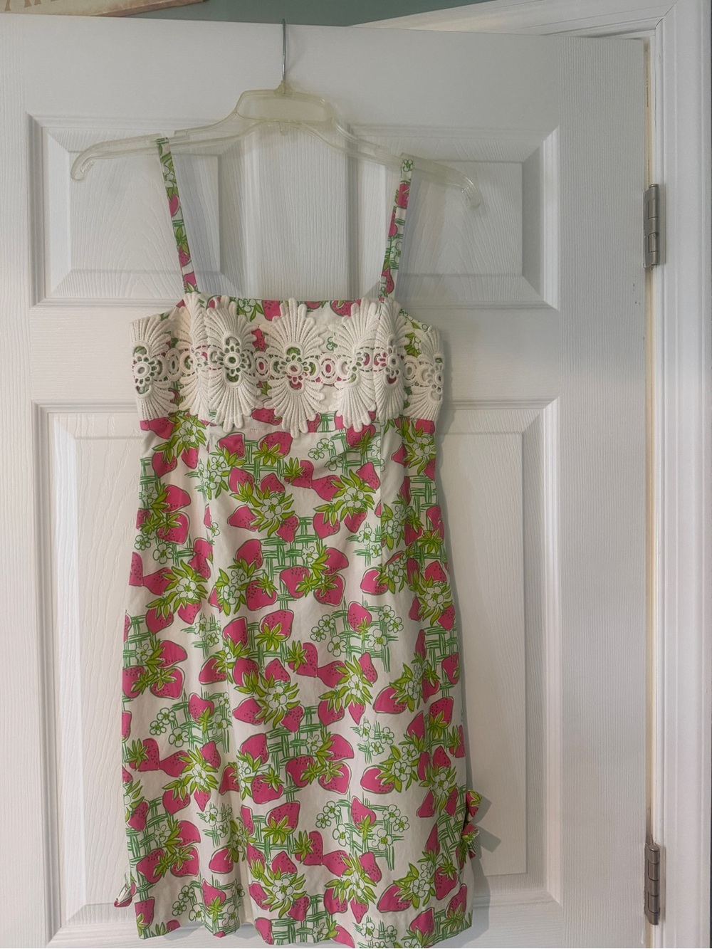 Lilly Pulitzer White Sundress with Pink & Green Floral Eyelet